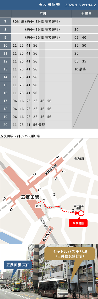 五反田駅発 時刻表